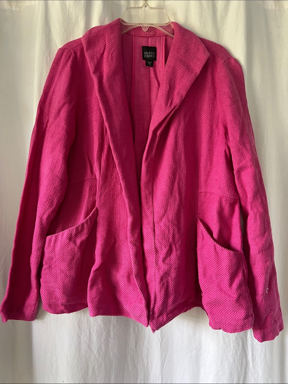 Eileen Fisher Hot Pink Open-Front Knit Blazer